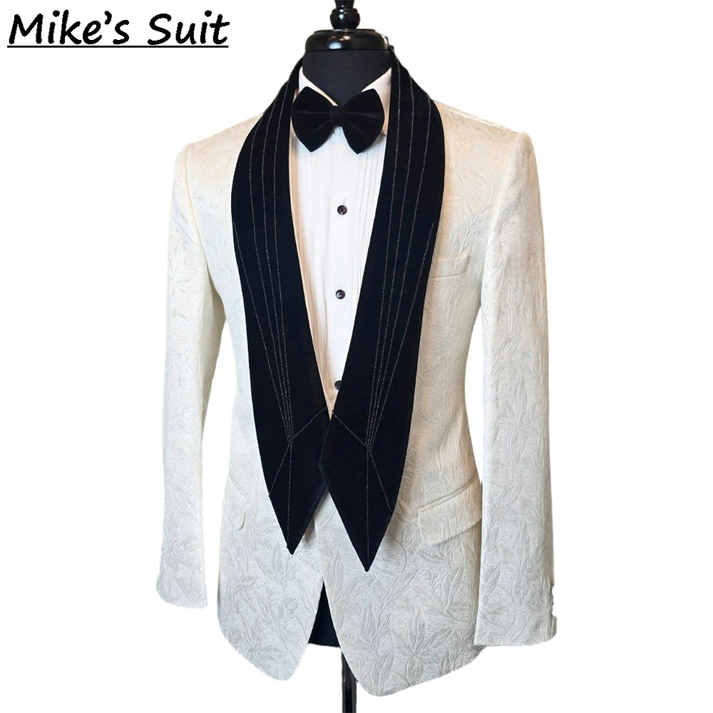 Men'S Formal Wear No Suit - Floral Jacquard 2 Piece Men Suit