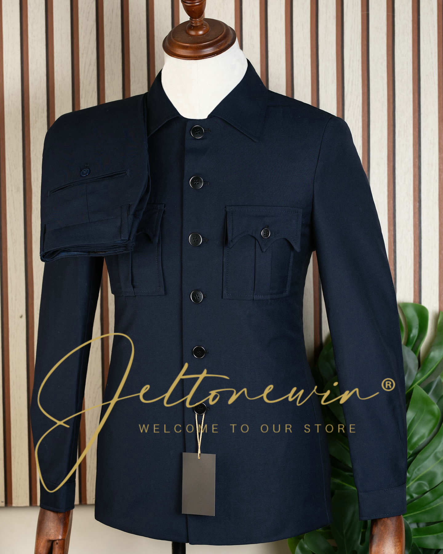 Latest Men Formal Wear - Men's Navy Blue Two Piece Suit