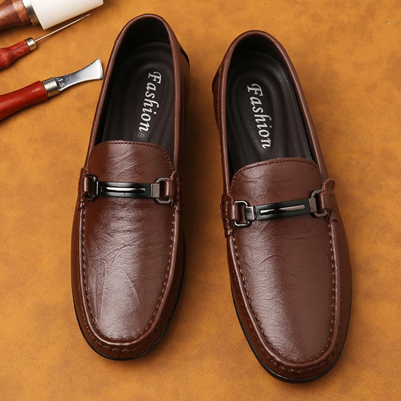 Men Formal Wear Shoes - Summer Luxury Brand Loafers Genuine Leather