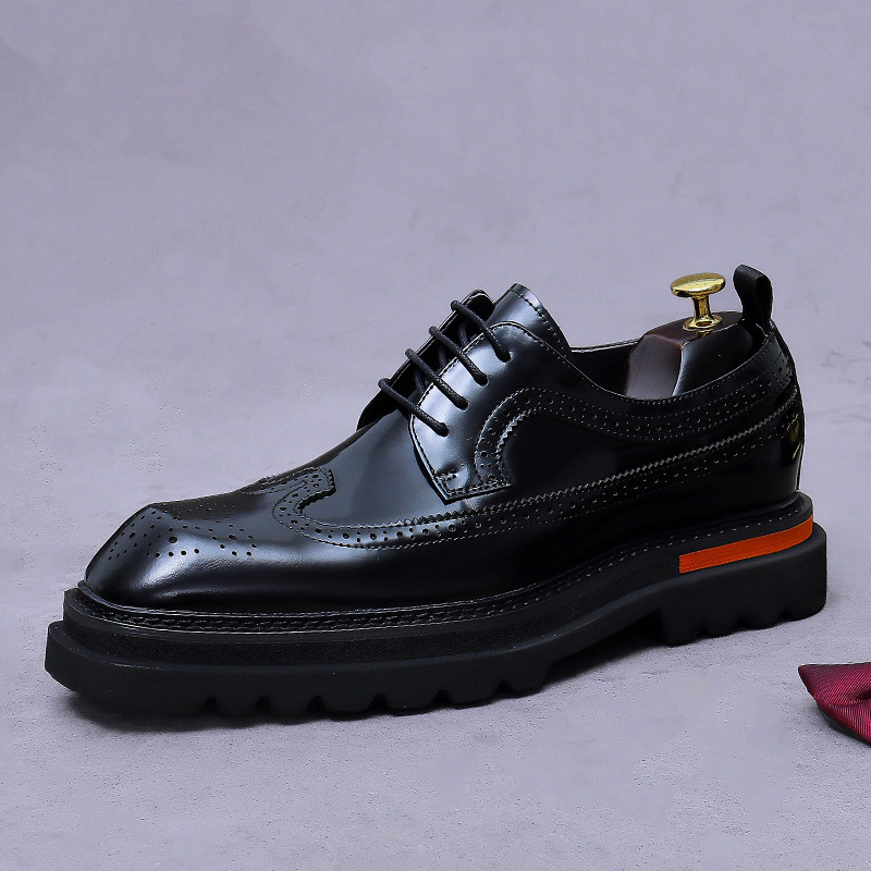 Men Formal Wear Shoes - Men's Brogue Platform Oxford Shoes Genuine