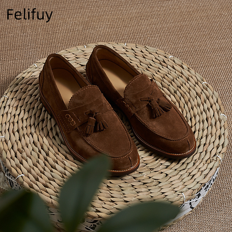 Men'S Formal Wear In Wedding - New Brown Men Flat Loafers Cow