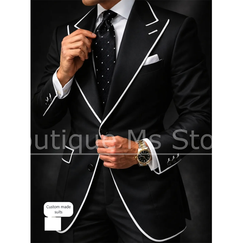 Men'S Used Formal Wear - Men Suit with White Piping 2