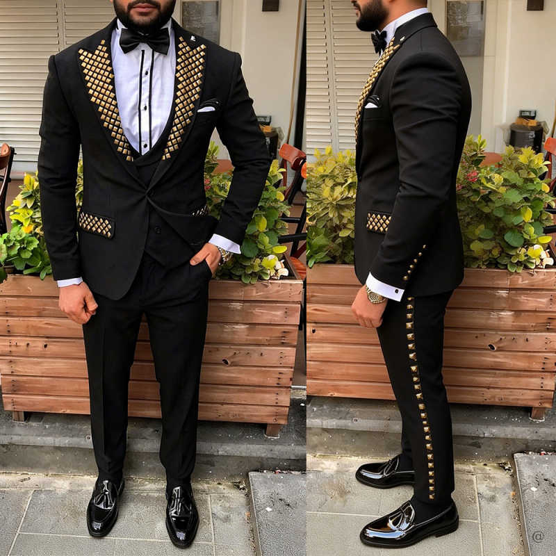 Men Formal Wear Modern - Modern Man Tuxedos Beaded Peaked Lapel