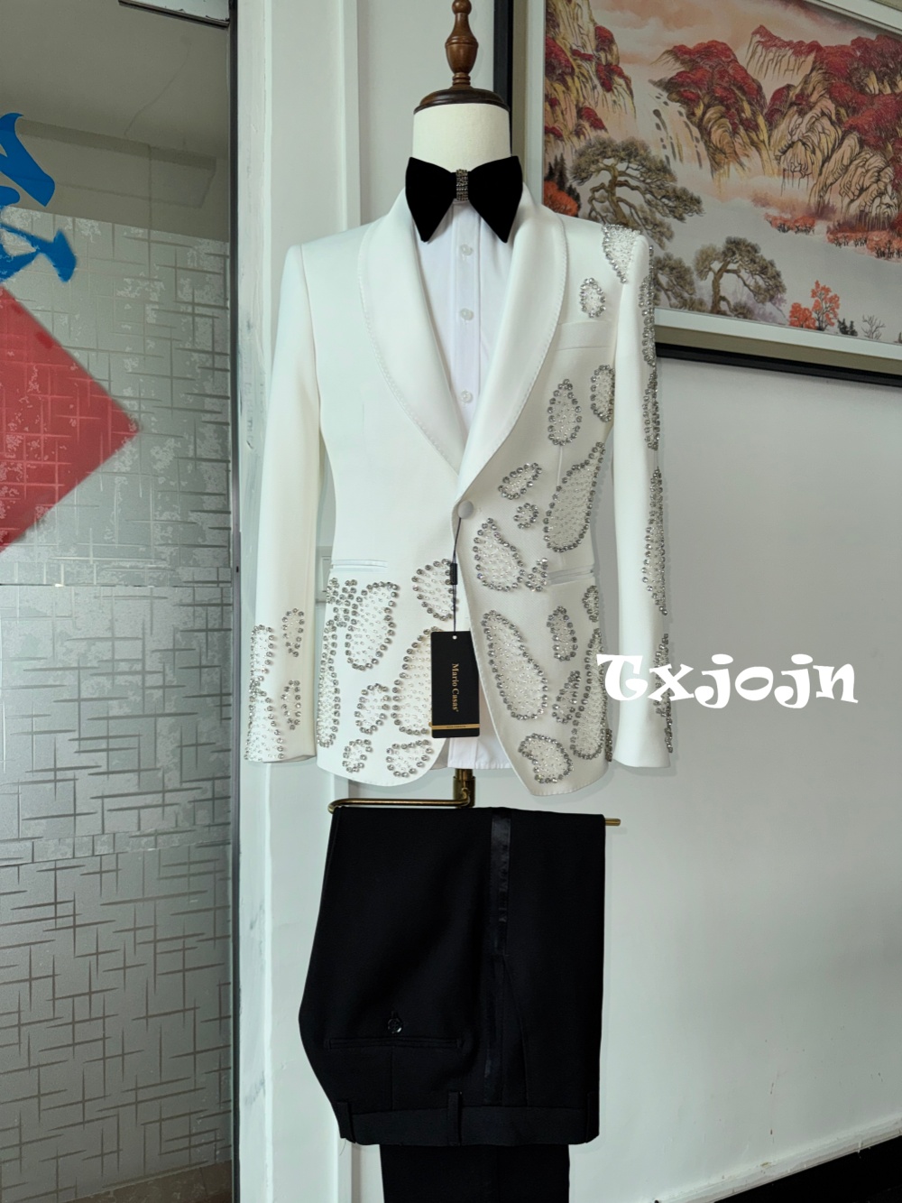White Luxurious Beaded Man Sui - đánh giá và giá Men'S Formal Wear In Wedding