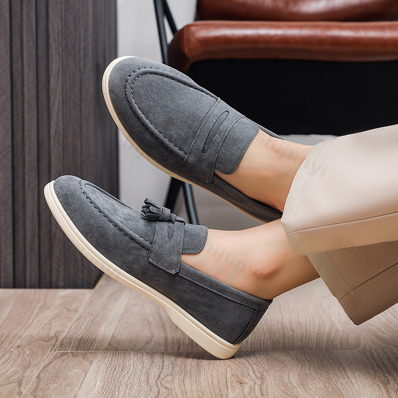 Men Flat Loafers Frosted Suede - đánh giá và giá Men Formal Wear Shoes