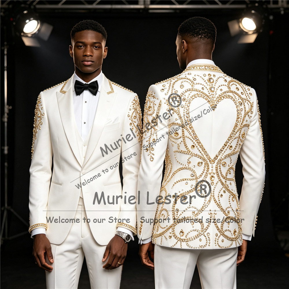 3 Piece Sets Gold Diamond Bead - đánh giá và giá Men'S Formal Wear In Wedding