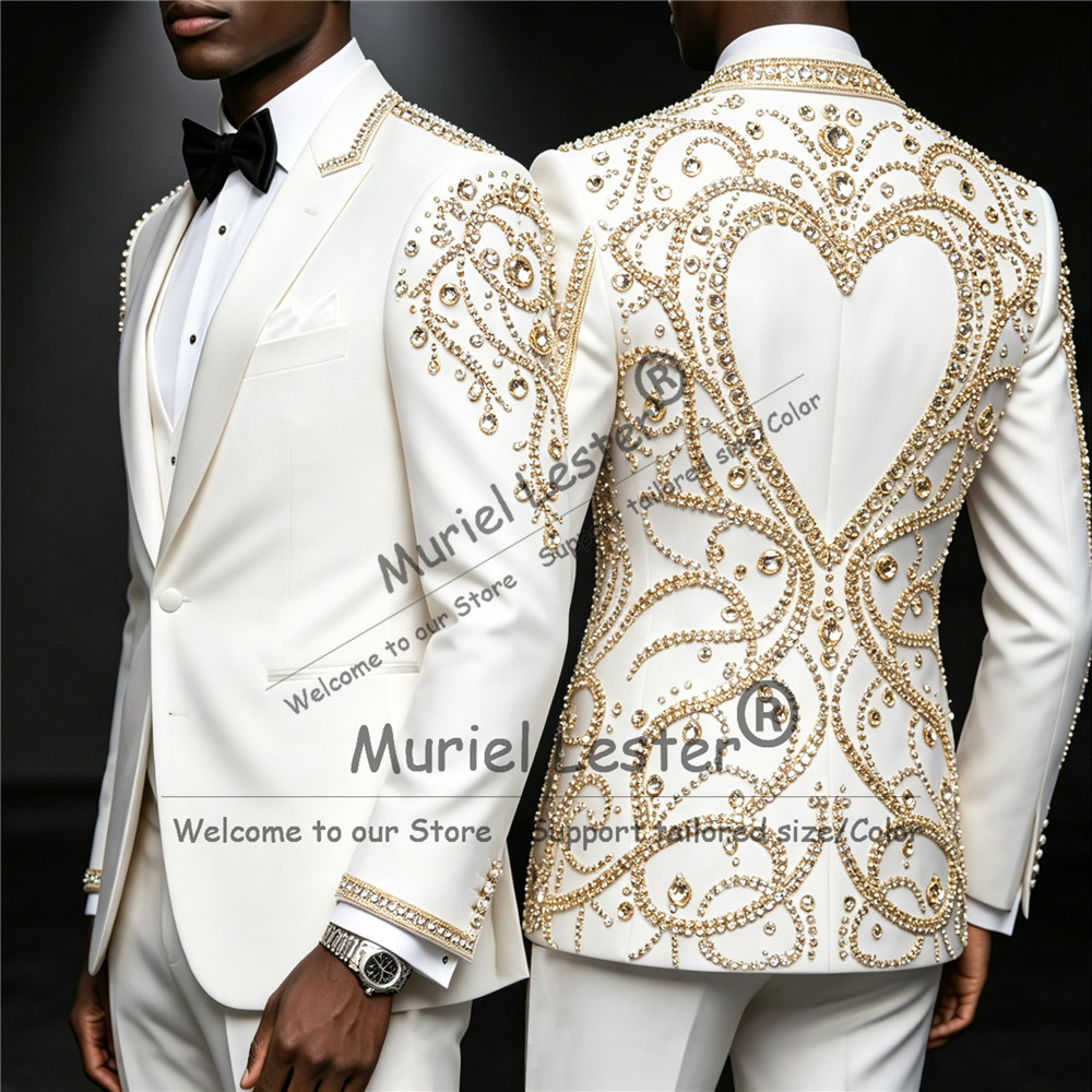 3 Piece Sets Gold Diamond Bead - đánh giá và giá Men'S Formal Wear In Wedding