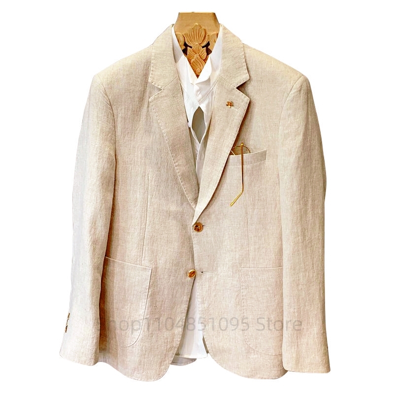 Beige Men Suit Linen Blazers J - đánh giá và giá Men Formal Wear Summer