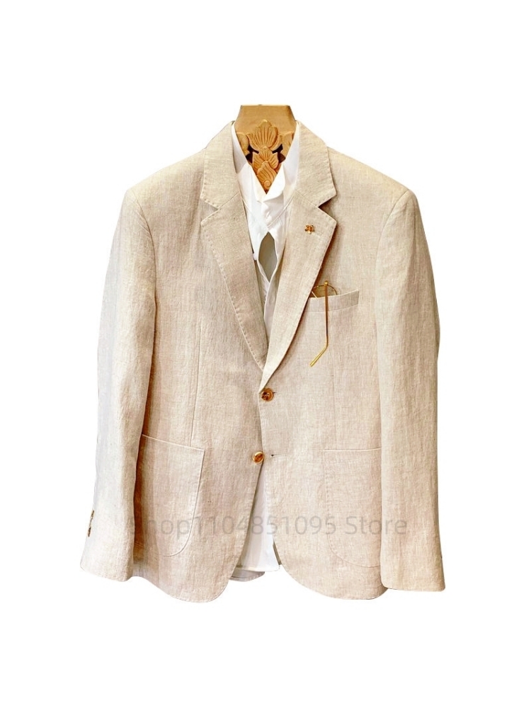 Beige Men Suit Linen Blazers J - đánh giá và giá Men Formal Wear Summer