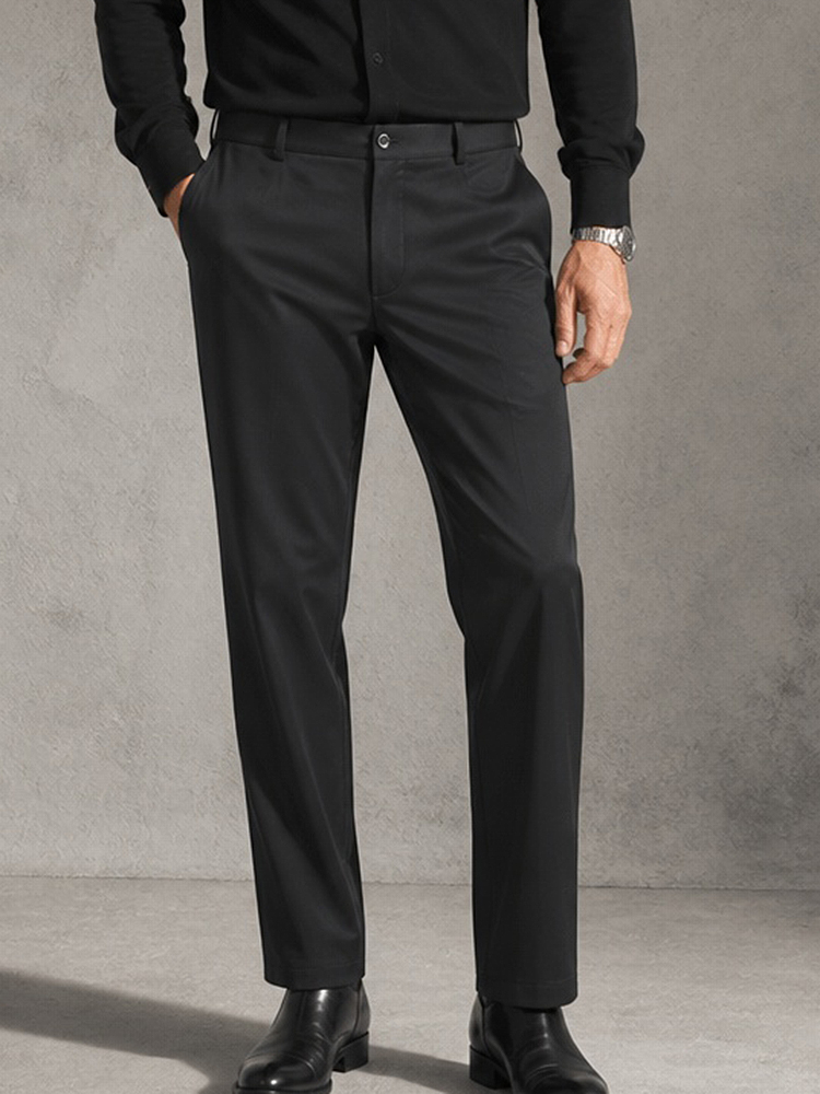 Men's Classic Black Faux Leath - đánh giá và giá Dress Pant Flat Front
