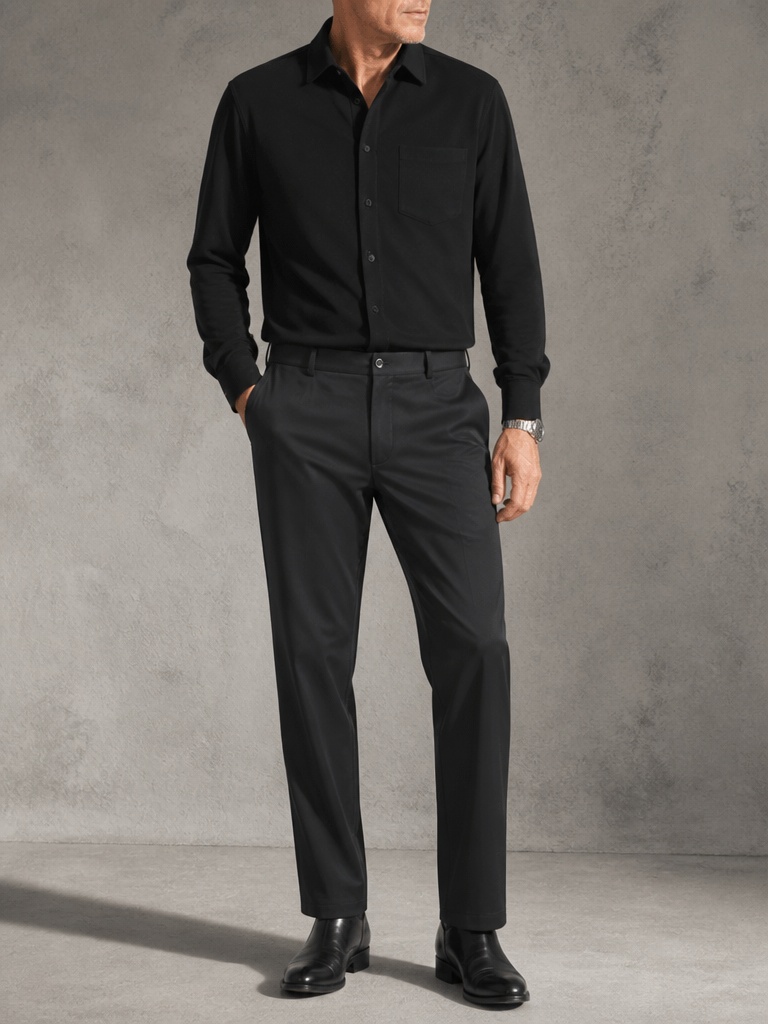 Men's Classic Black Faux Leath - đánh giá và giá Dress Pant Flat Front