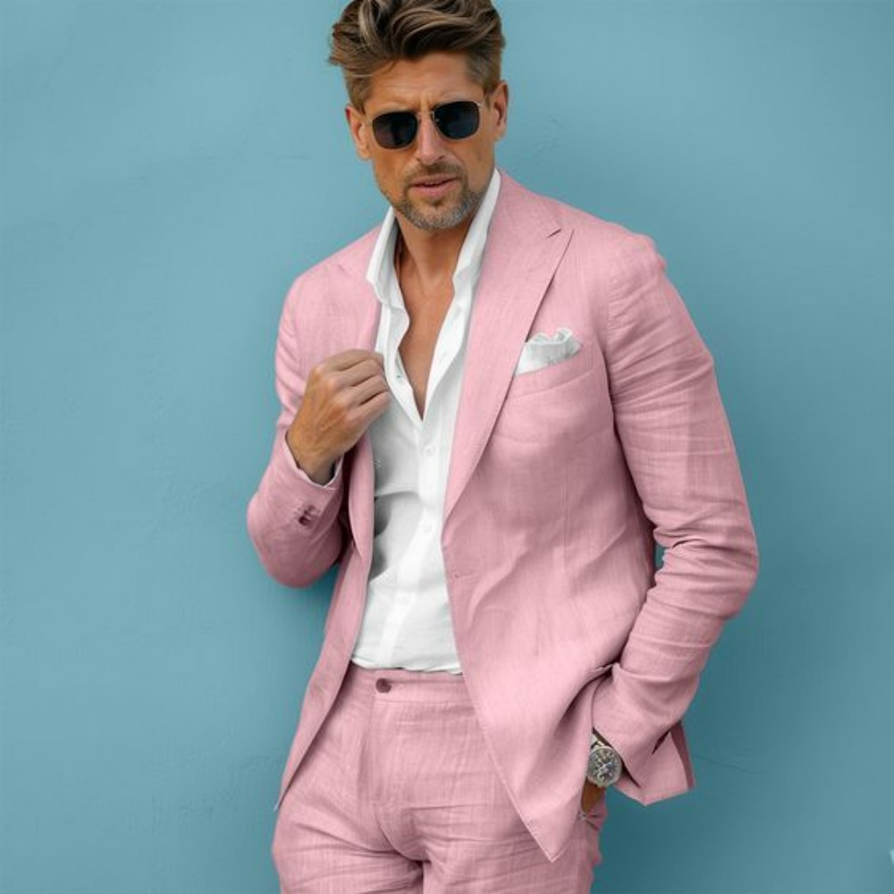 Linen Wedding Men Suits Slim F - đánh giá và giá Men Formal Wear Summer