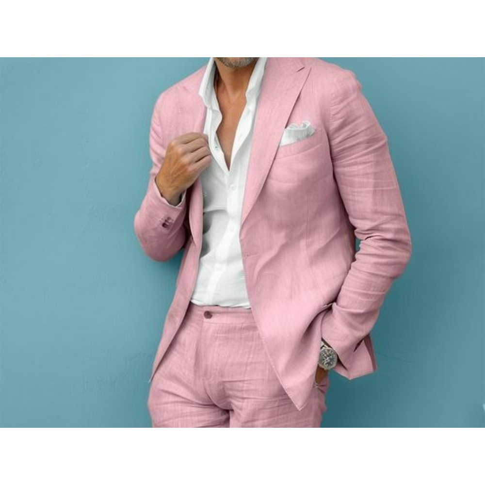 Linen Wedding Men Suits Slim F - đánh giá và giá Men Formal Wear Summer