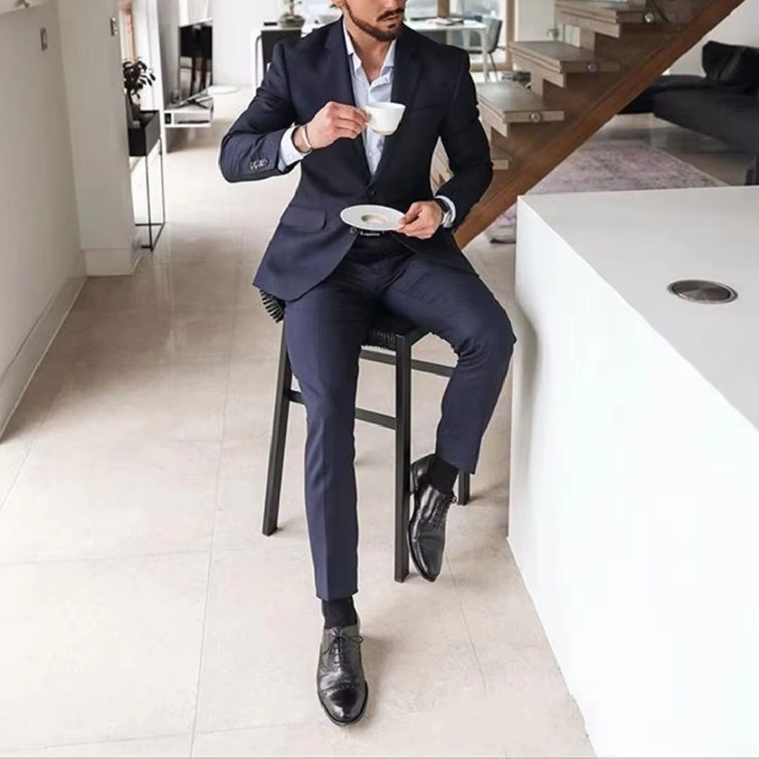 Navy Blue 2-Piece Men's Tuxedo - đánh giá và giá Latest Men Formal Wear