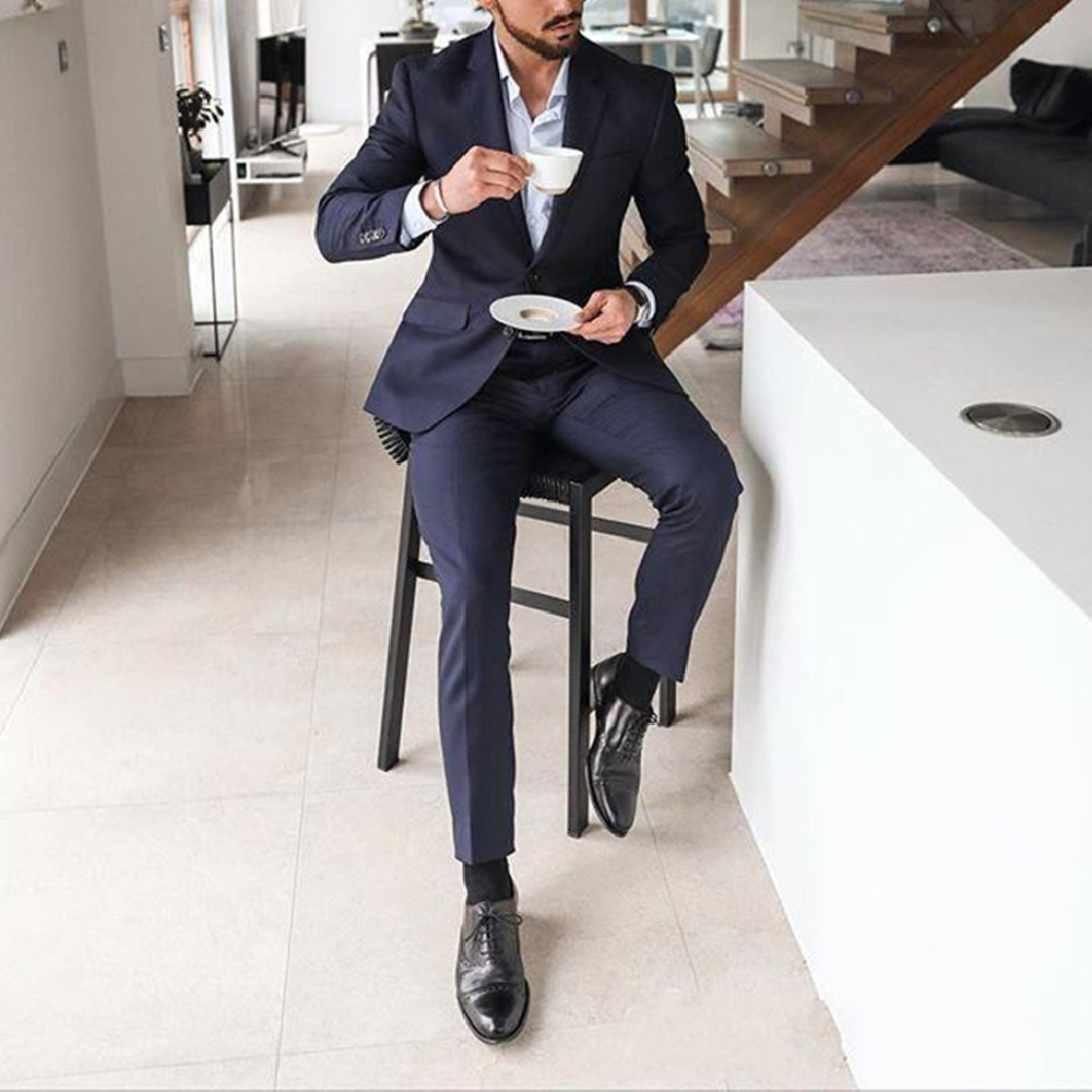Navy Blue 2-Piece Men's Tuxedo - đánh giá và giá Latest Men Formal Wear
