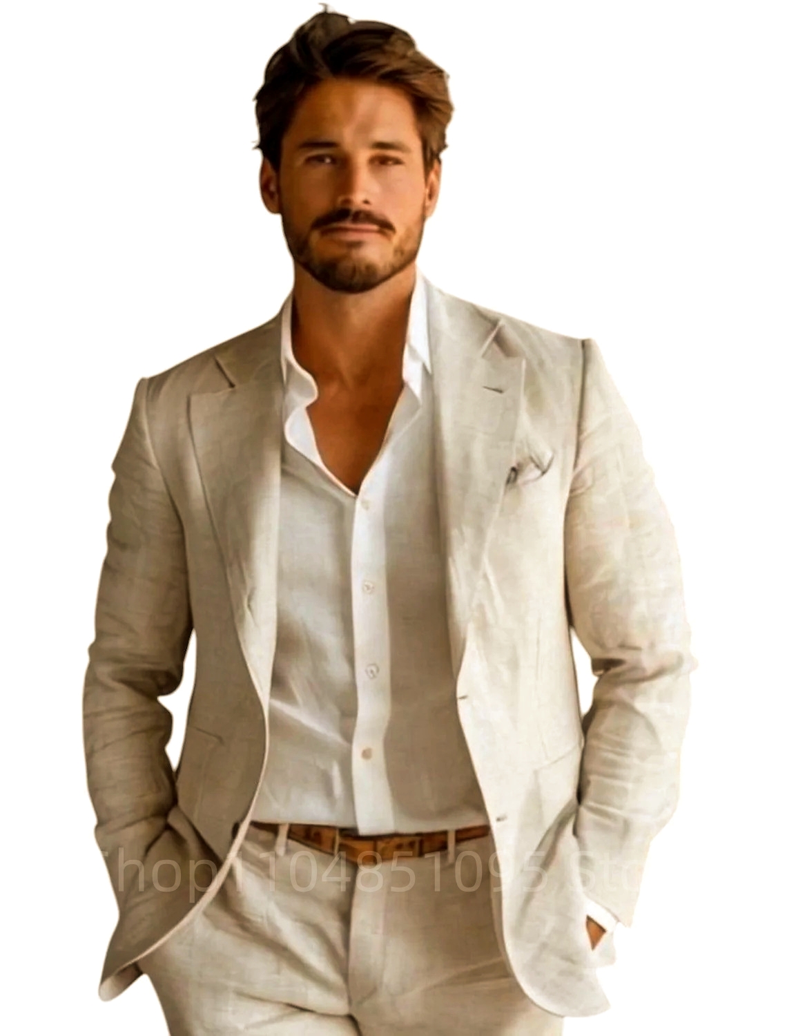 Blue Slim Fit Men's Linen Blaz - đánh giá và giá Men Formal Wear Summer