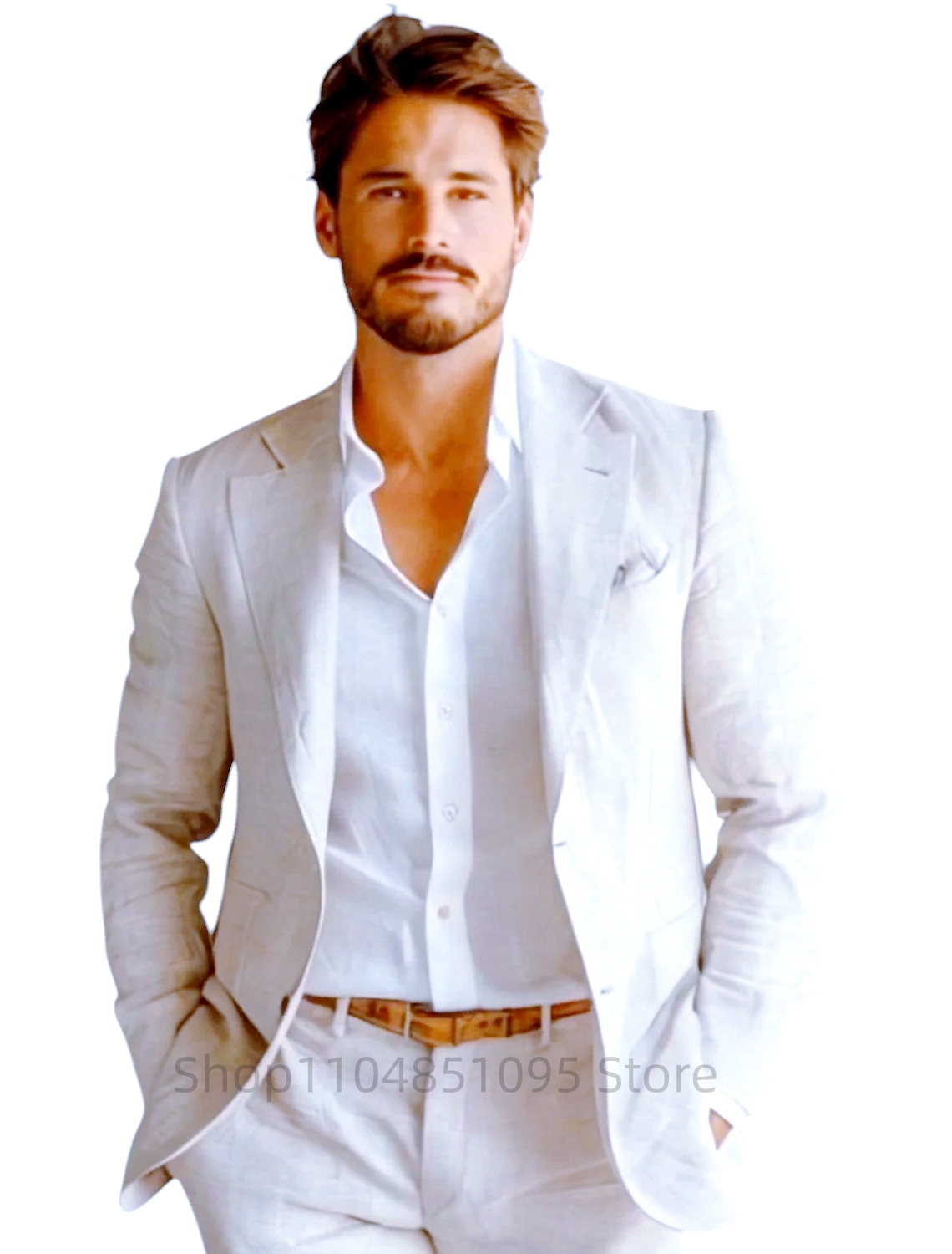 Blue Slim Fit Men's Linen Blaz - đánh giá và giá Men Formal Wear Summer