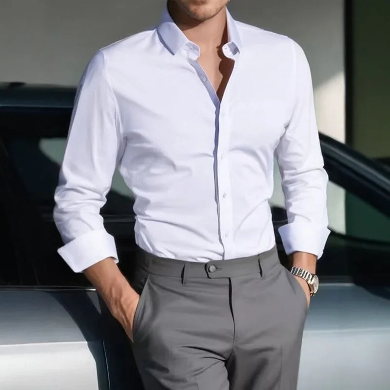 New Arrival Men's Solid White  - đánh giá và giá Men Formal Office Wear Shirts